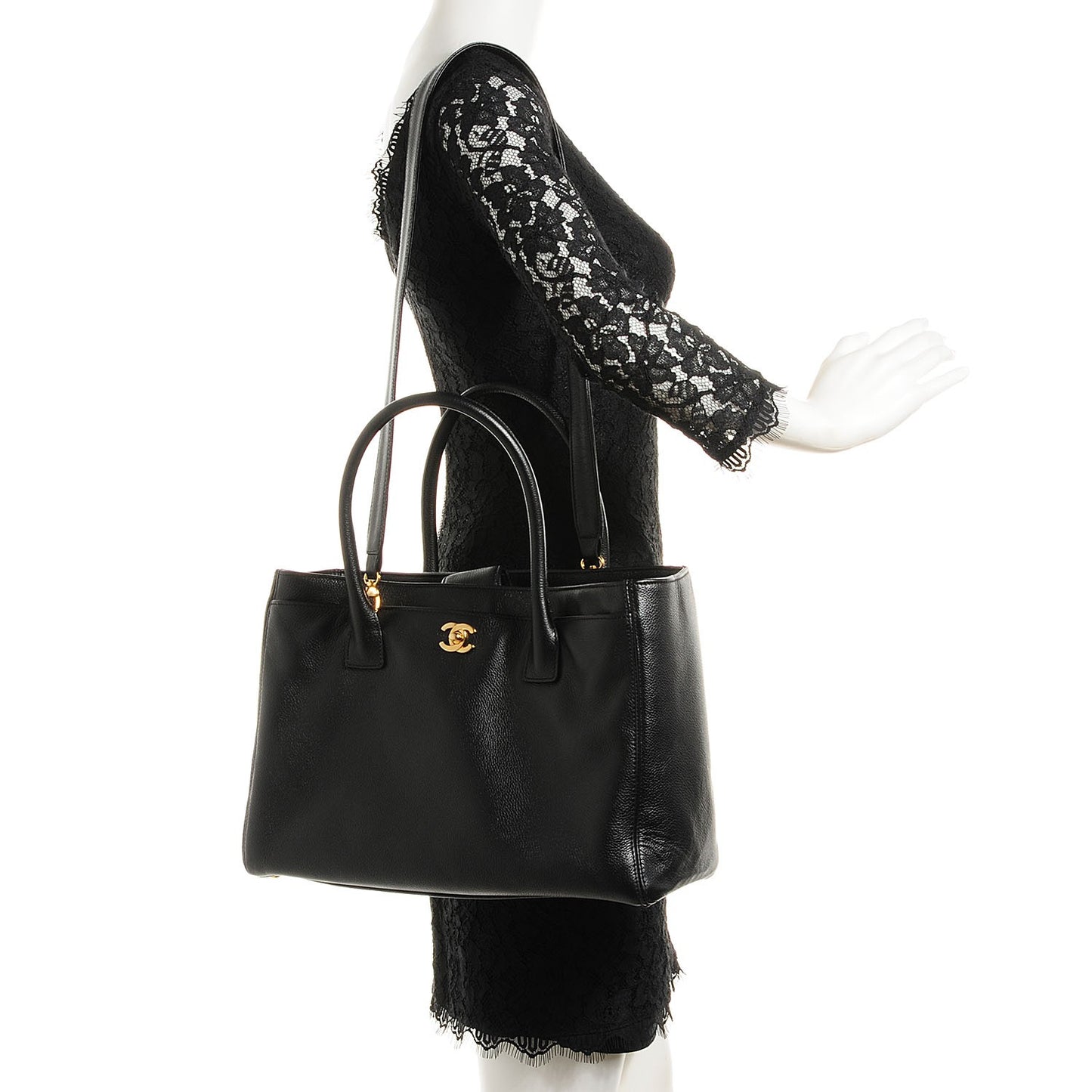 Calfskin Cerf Executive Shopper Tote Black