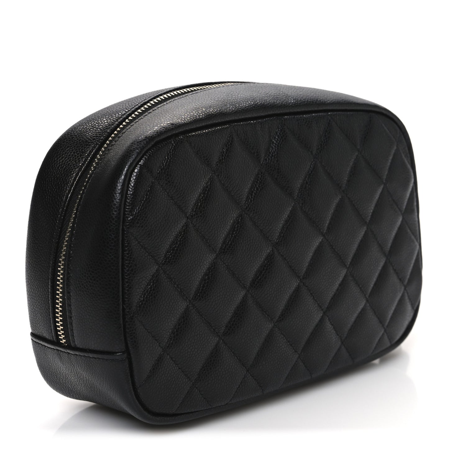 Caviar Quilted Medium Curvy Pouch Cosmetic Case Black