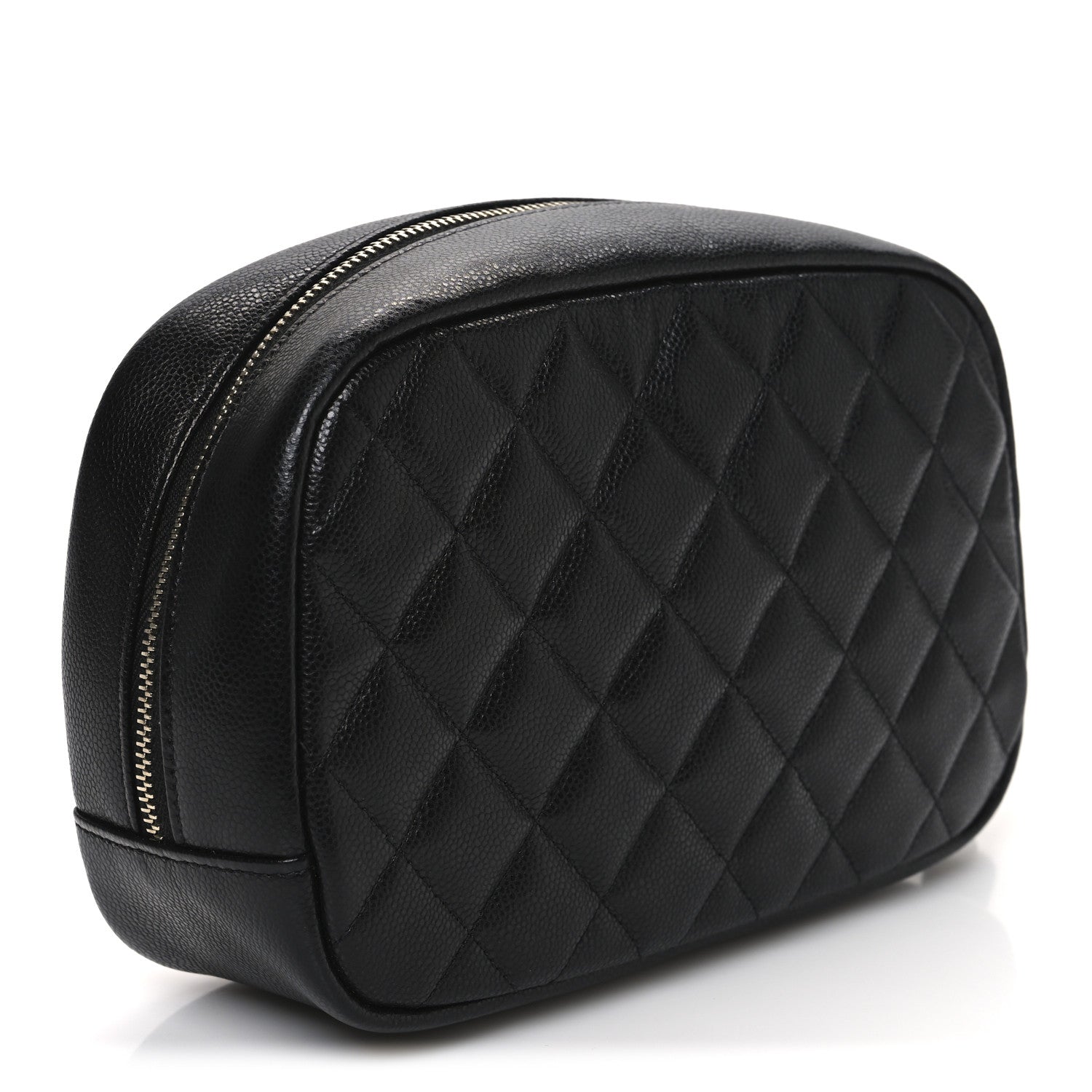 Chanel Caviar Quilted Medium Curvy Pouch Cosmetic Case Black 3 of 11