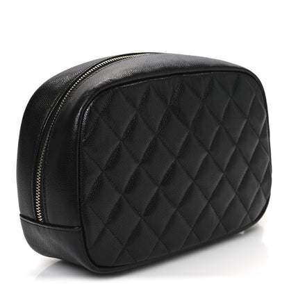 Chanel Caviar Quilted Medium Curvy Pouch Cosmetic Case Black 3 of 11