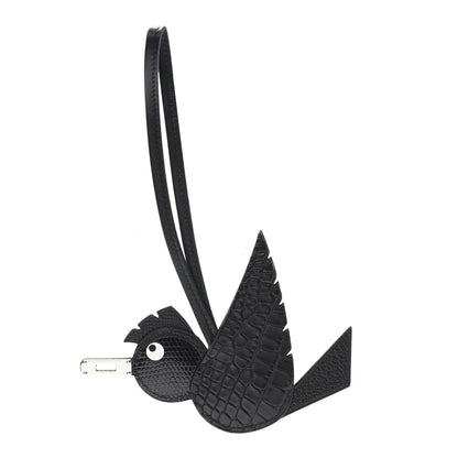 Hermes Epsom Chevre Mysore Swift Alligator Lizard Birdy Bag Charm Black 1 of 4