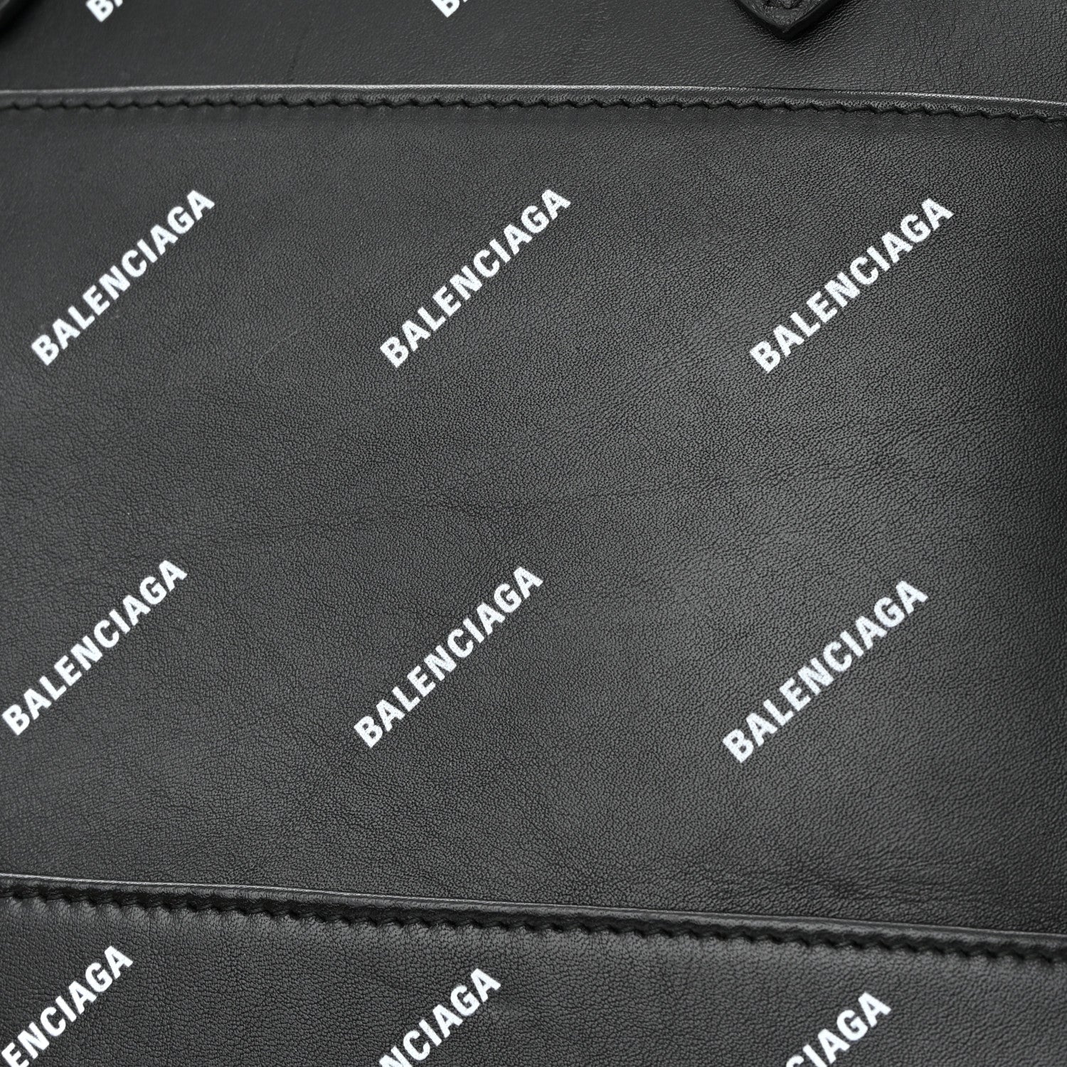 Balenciaga Calfskin Allover Logo S Ville Top Handle Bag Black White 18 of 22