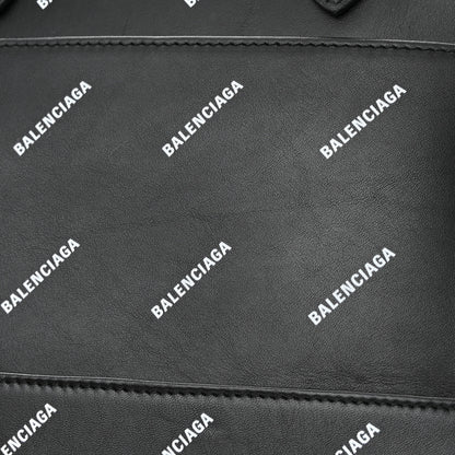 Balenciaga Calfskin Allover Logo S Ville Top Handle Bag Black White 18 of 22