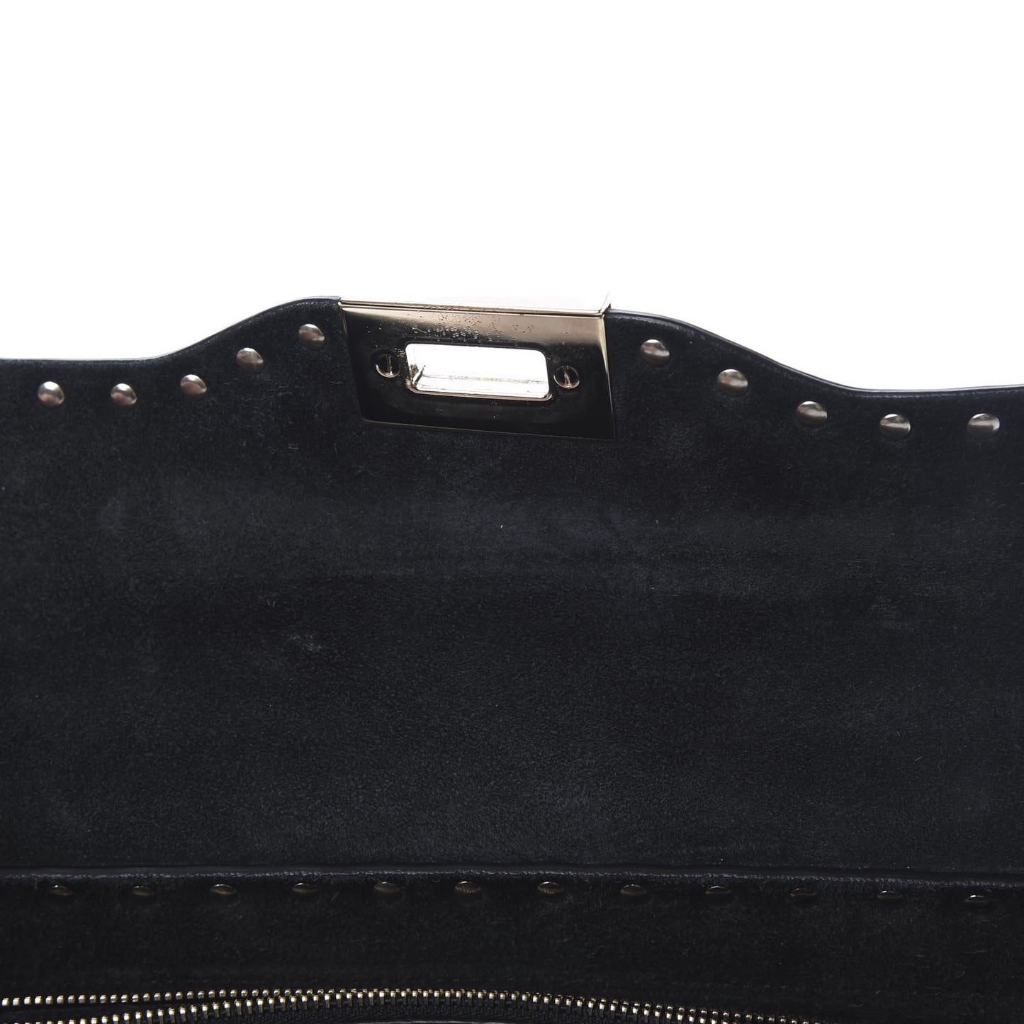 Pebbled Calfskin Small Rockstud Single Handle Flap Bag Black
