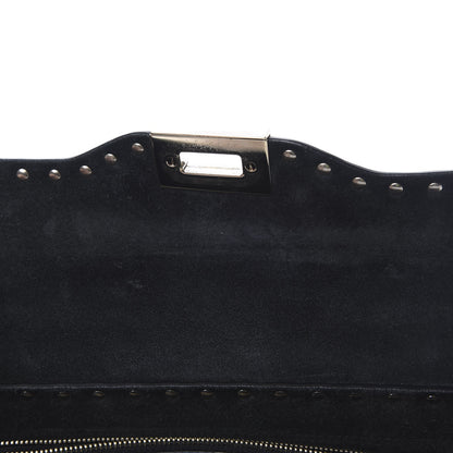 Valentino Garavani Pebbled Calfskin Small Rockstud Single Handle Flap Bag Black 6 of 10