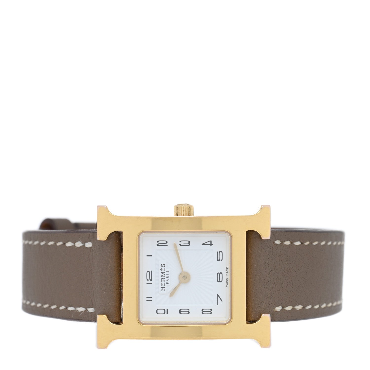 Hermes Stainless Steel Swift 21mm Heure H Hour Quartz Watch Etoupe 2 of 4