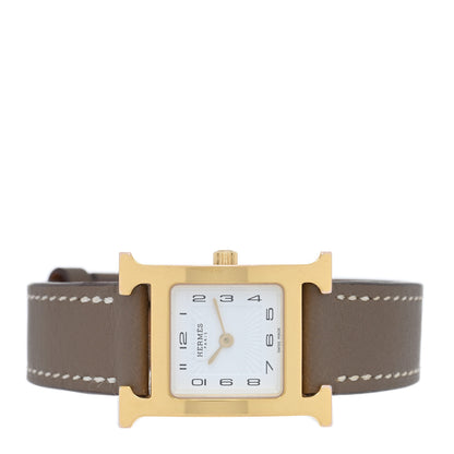 Hermes Stainless Steel Swift 21mm Heure H Hour Quartz Watch Etoupe 2 of 4