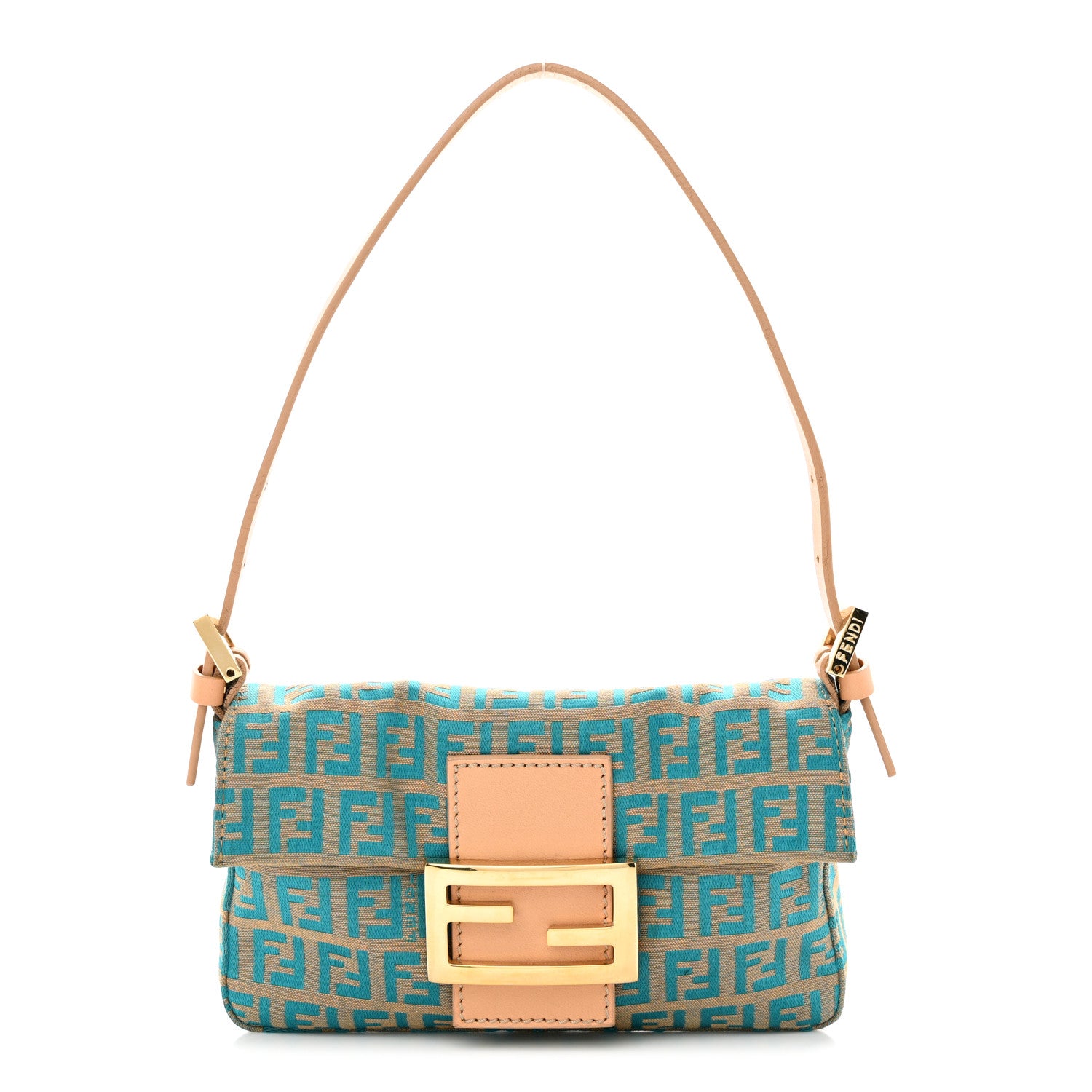 Fendi Zucchino Mini Baguette Beige Blue 1 of 10
