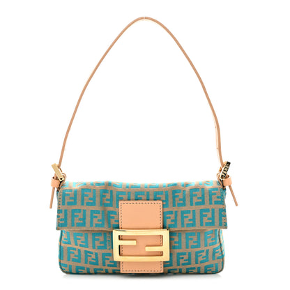 Fendi Zucchino Mini Baguette Beige Blue 1 of 10