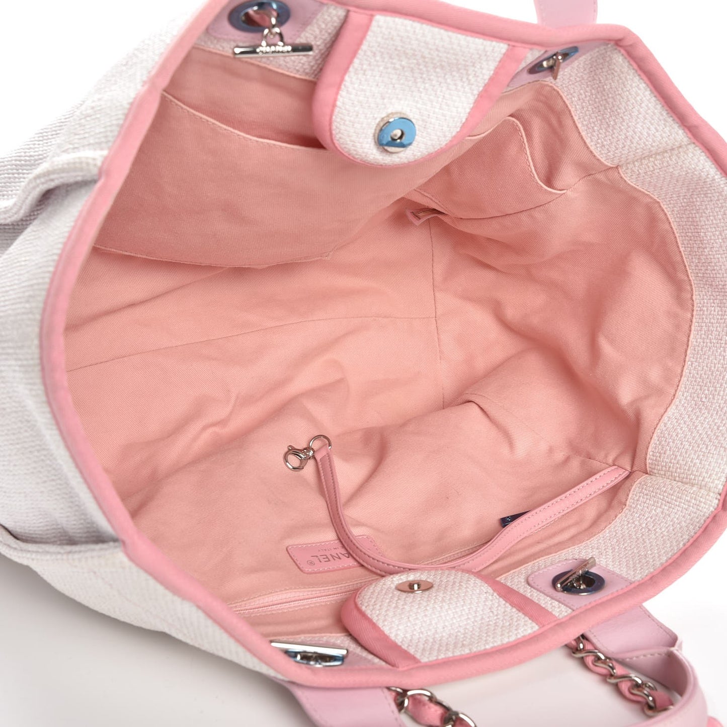 Canvas Large Deauville Tote White Pink