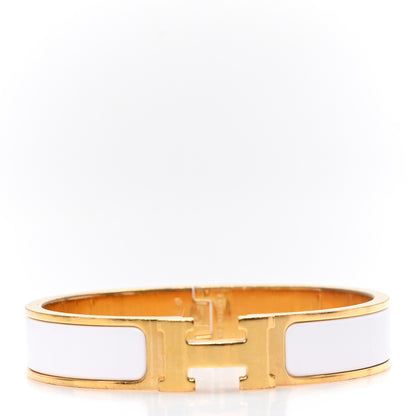 Hermes Enamel Narrow Clic Clac H Bracelet PM White 1 of 4