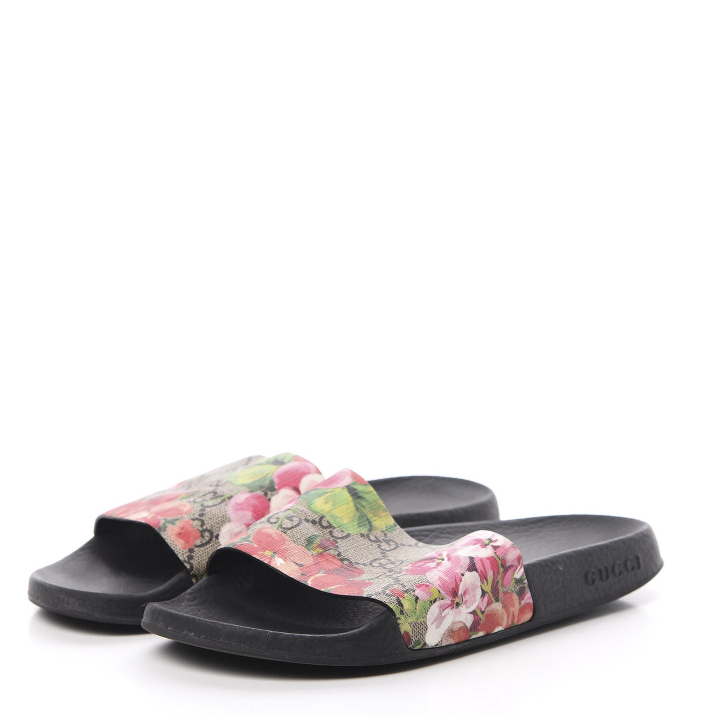 GG Supreme Monogram Blooms Slide Sandals 38 Beige Multicolor