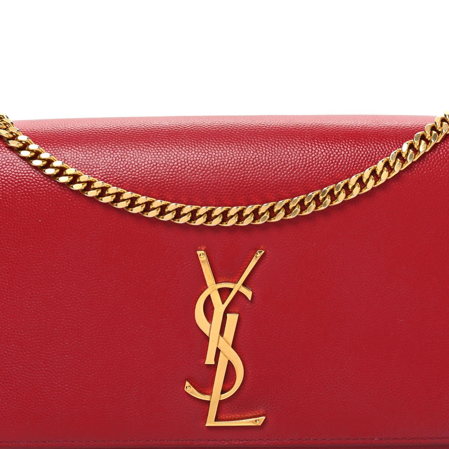Saint Laurent Grain De Poudre Medium Monogram Kate Satchel Red 8 of 12