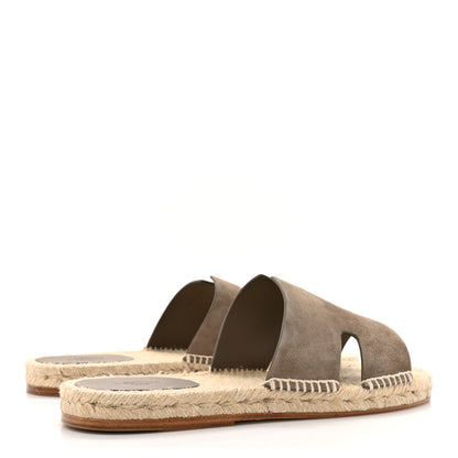 Hermes Suede Goatskin Mens Antigua Espadrille Sandals 43 Beige Sable 5 of 10