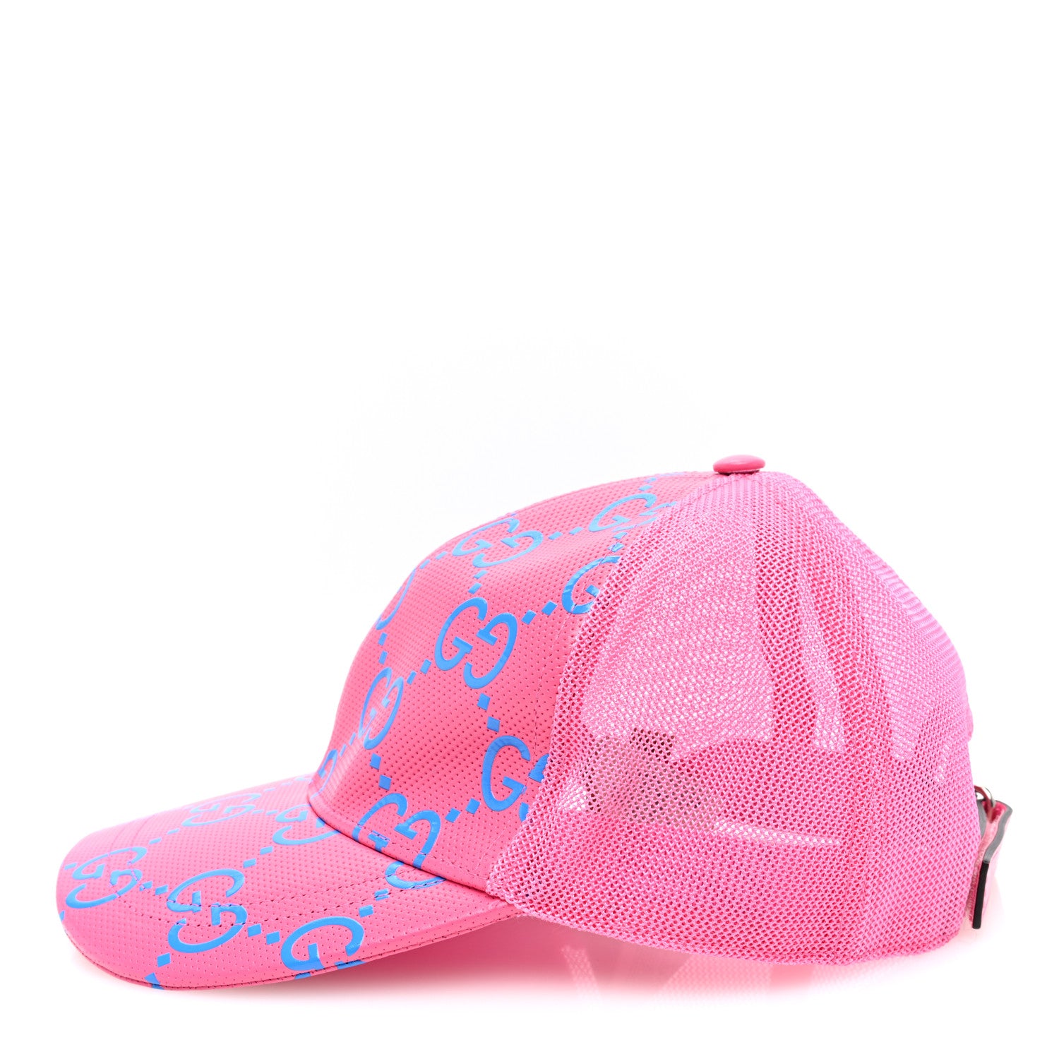 Gucci Calfskin Mesh GG Tennis Embossed Gary Baseball Hat M Modern Fucsia Modern Blue 5 of 8