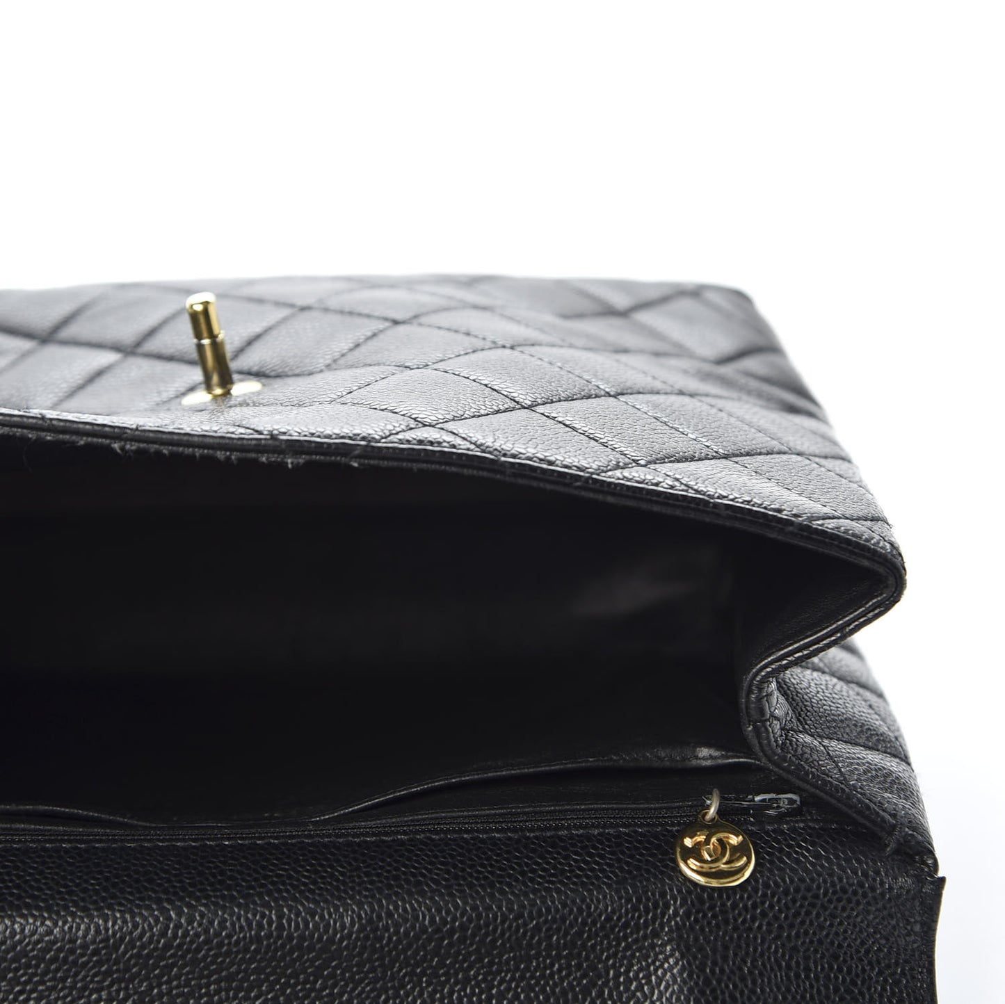 Caviar Quilted Jumbo Kelly Flap Black