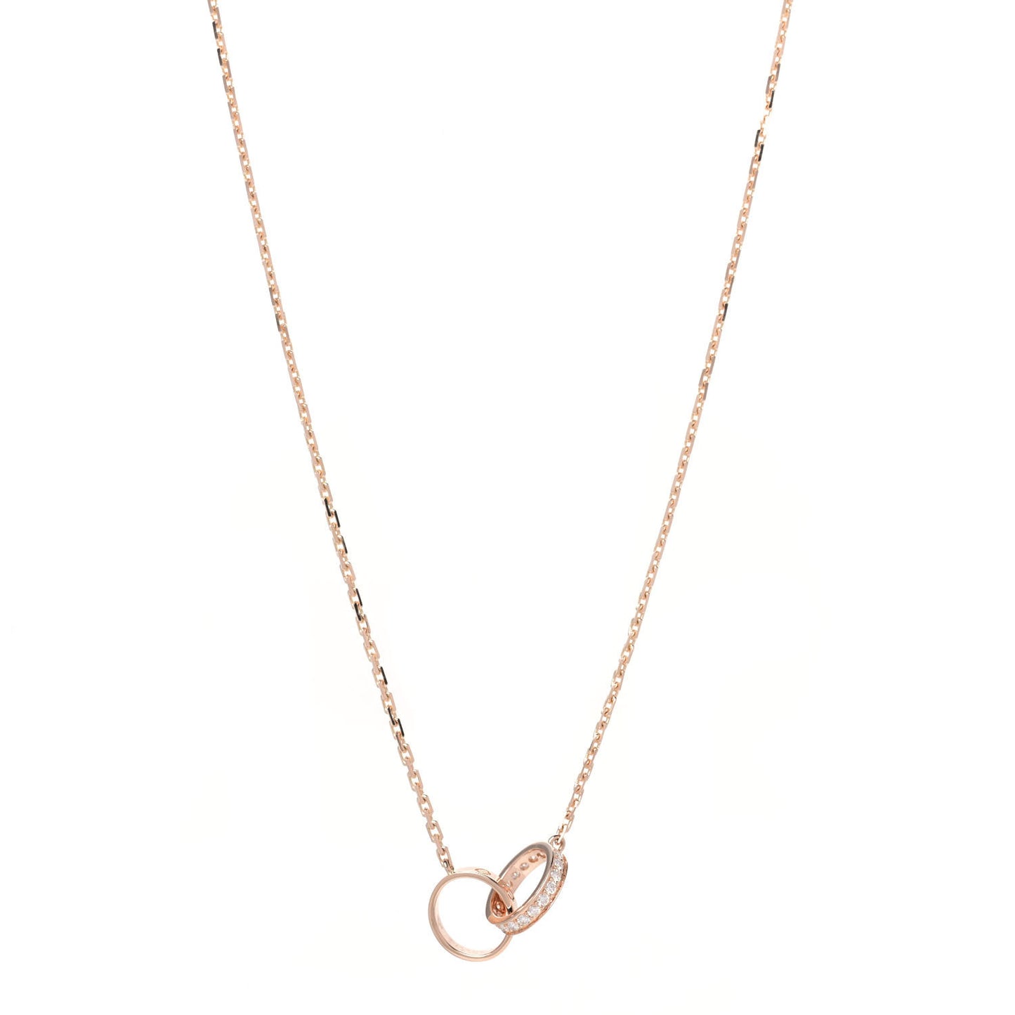 18K Pink Gold Diamond Interlocking LOVE Necklace