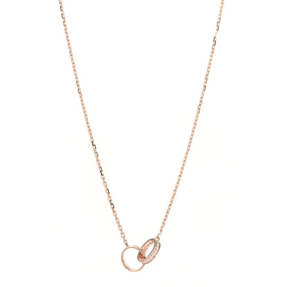 Cartier 18K Pink Gold Diamond Interlocking LOVE Necklace 1 of 6