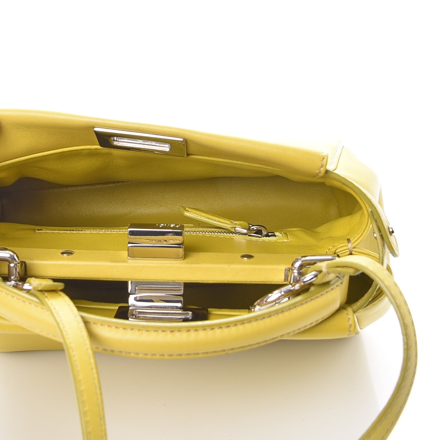 Fendi Nappa Mini Peekaboo Iconic Satchel Lime 6 of 8