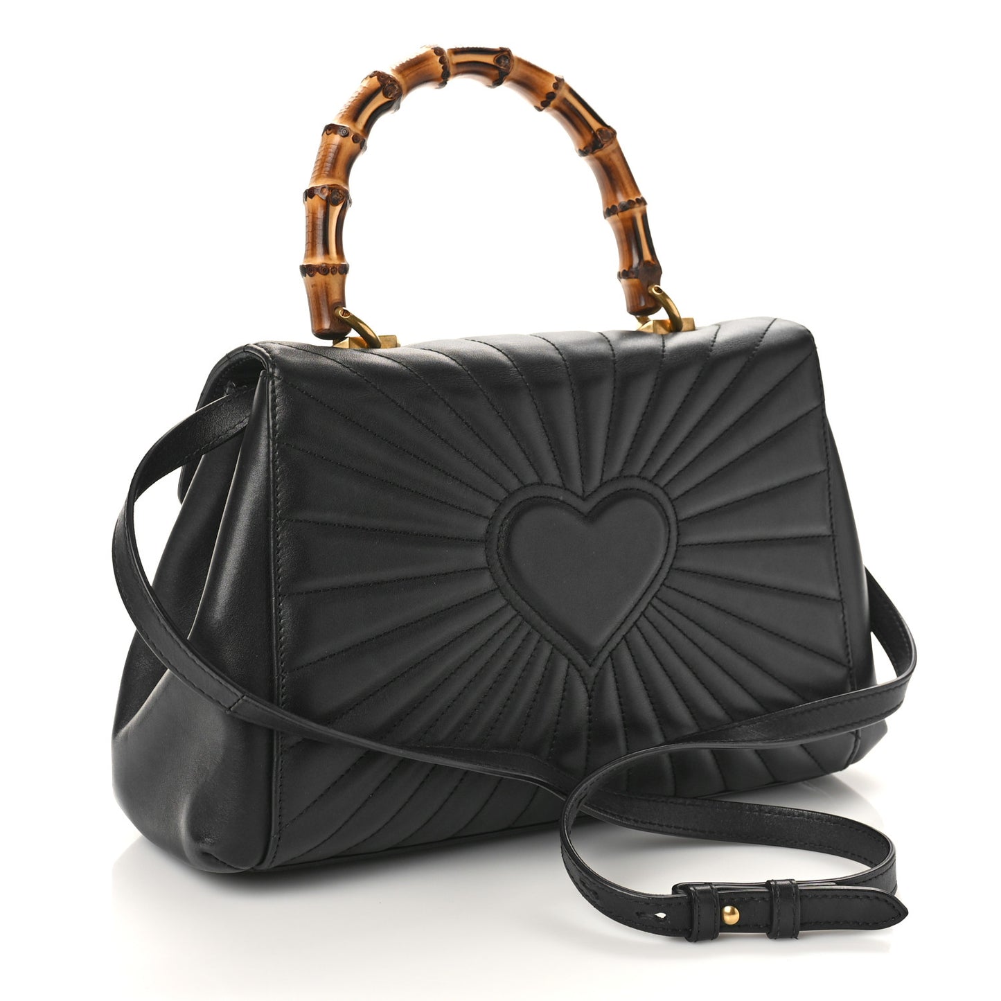 Calfskin Bamboo Trapuntata Queen Margaret Top Handle Bag Black