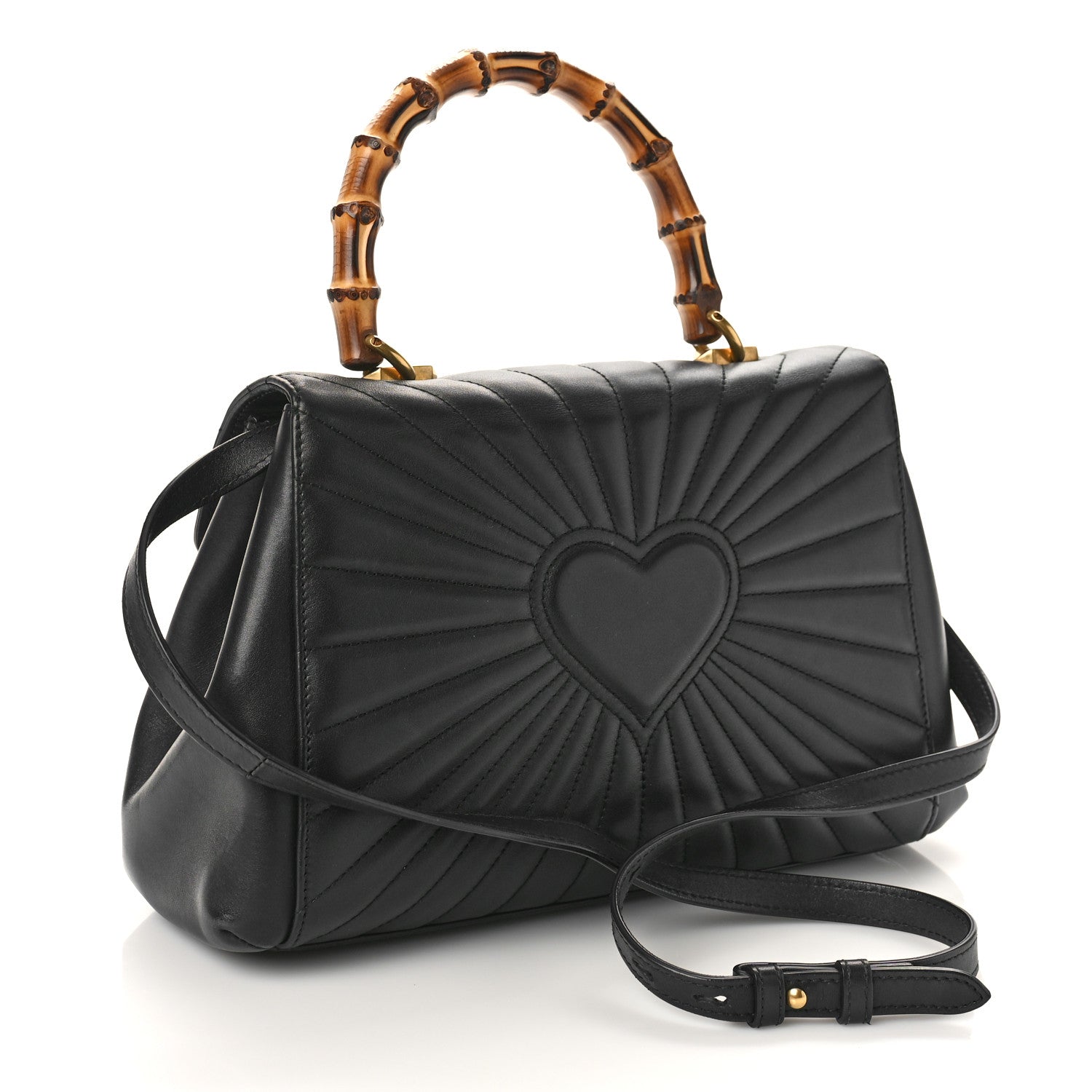 Gucci Calfskin Bamboo Trapuntata Queen Margaret Top Handle Bag Black 2 of 9