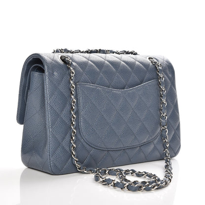 Chanel Caviar Quilted Medium Double Flap Blue 4 of 8