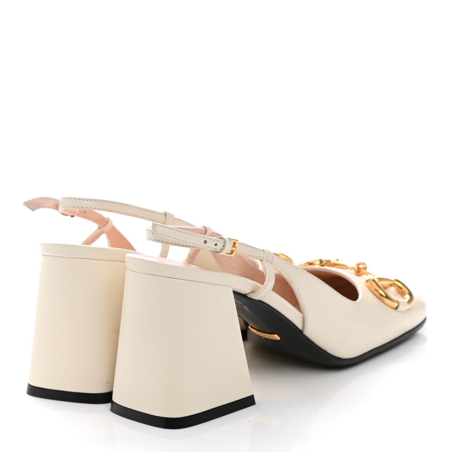 Gucci Malaga Kid Horsebit 75mm Slingback Pumps 37.5 Mystic White 4 of 7