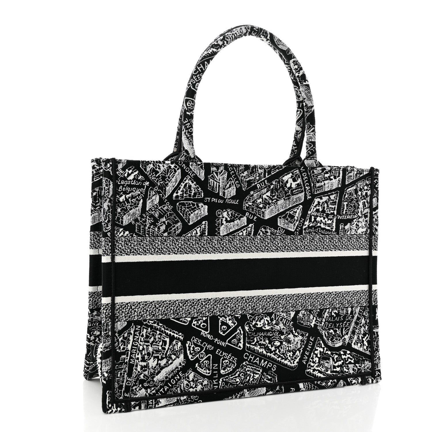 Christian Dior Canvas Embroidered Medium Plan De Paris Book Tote