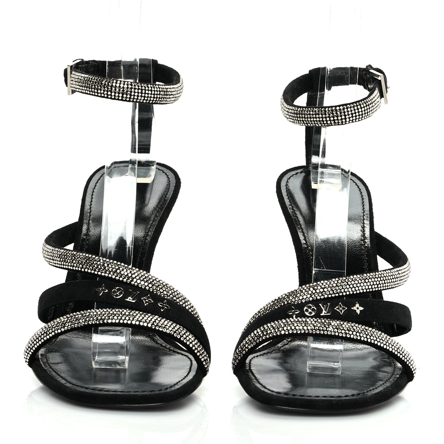 Suede Goat Rhinestone Appeal Sandals 37.5 Black