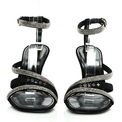 Louis Vuitton Suede Goat Rhinestone Appeal Sandals 37.5 Black 2 of 8