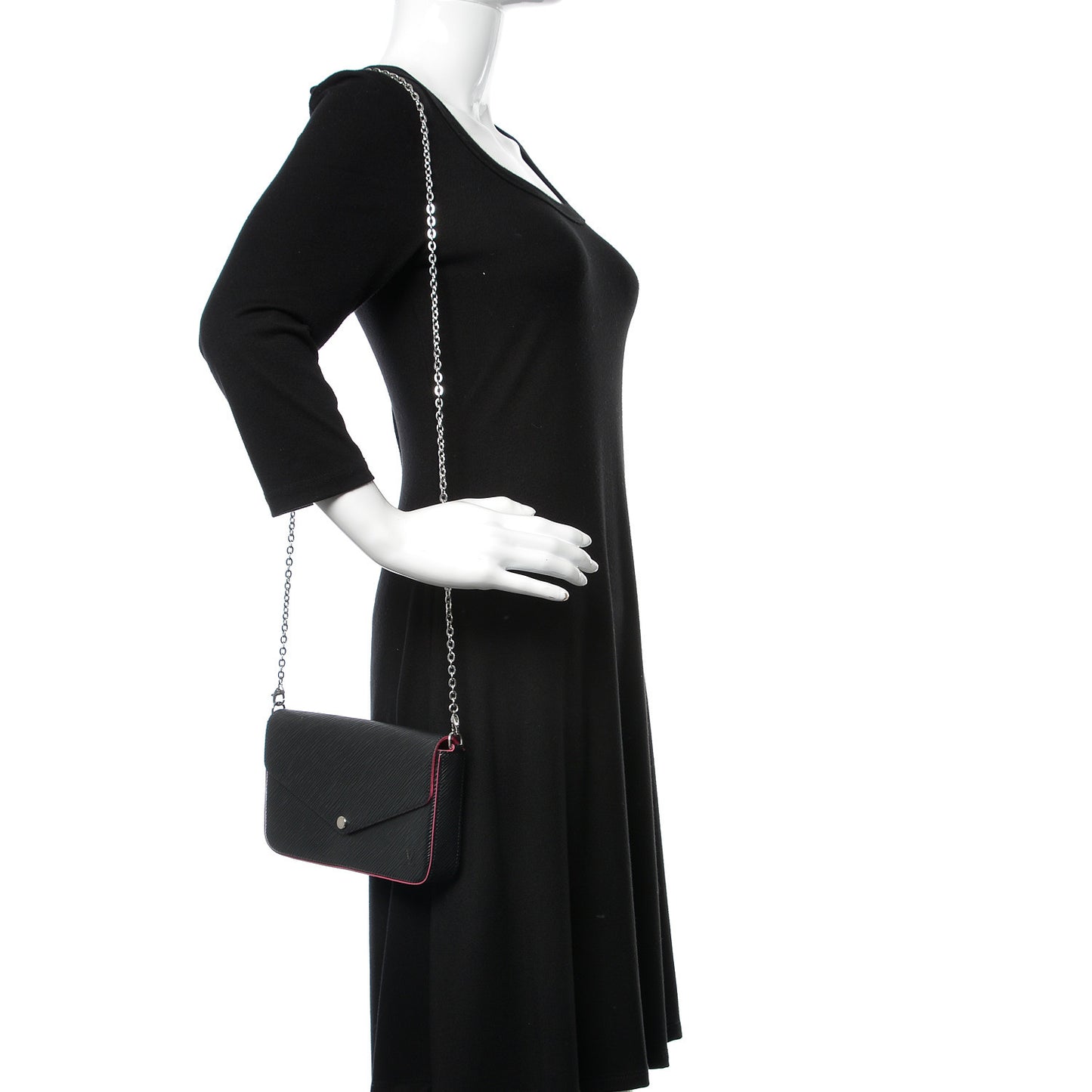 Epi Pochette Felicie Black Hot Pink