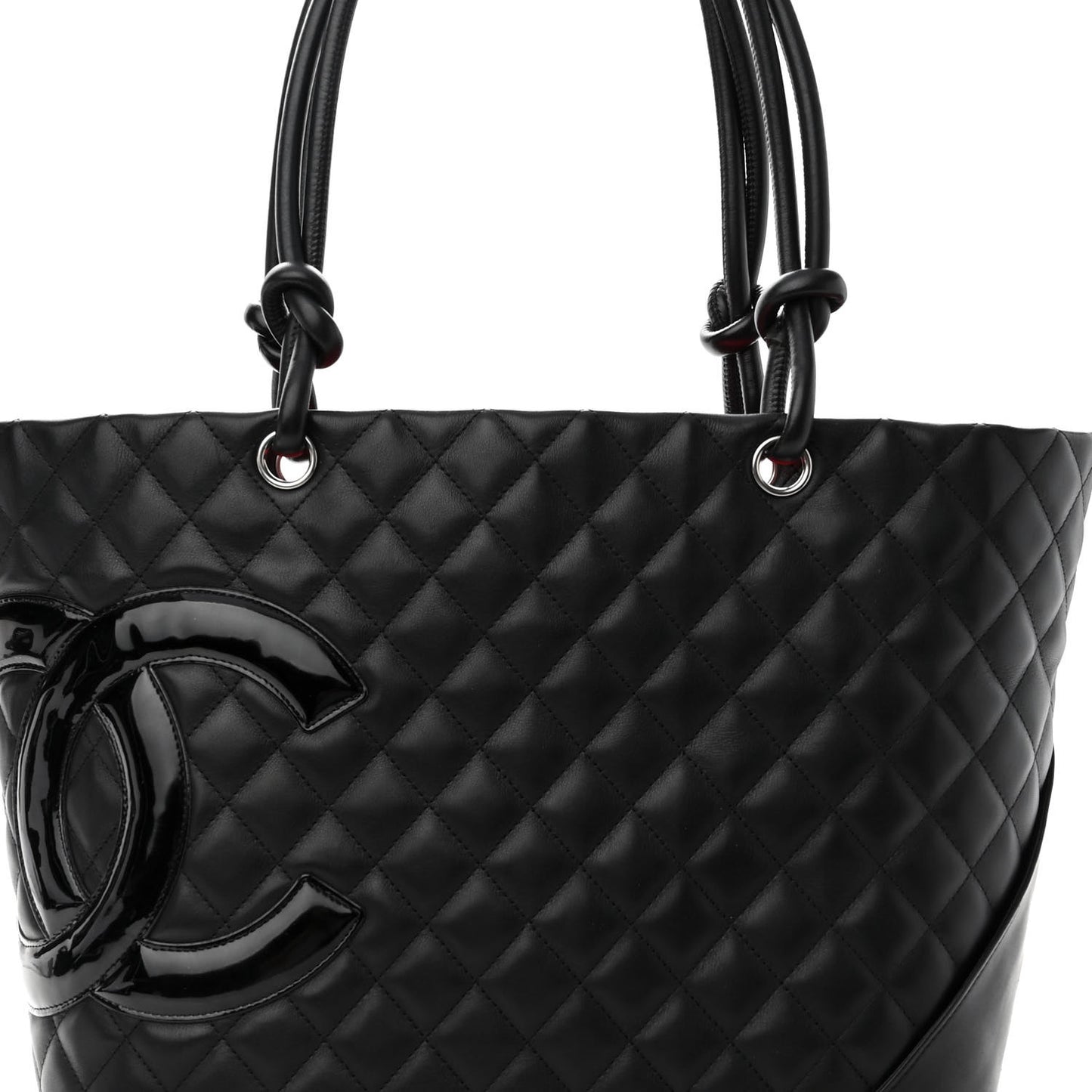 Calfskin Quilted Large Cambon Tote Black
