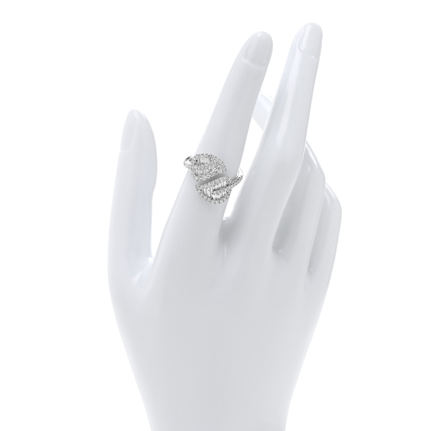 Anita Ko 18K White Gold Diamond Medium Palm Leaf Ring 54 7 2 of 5