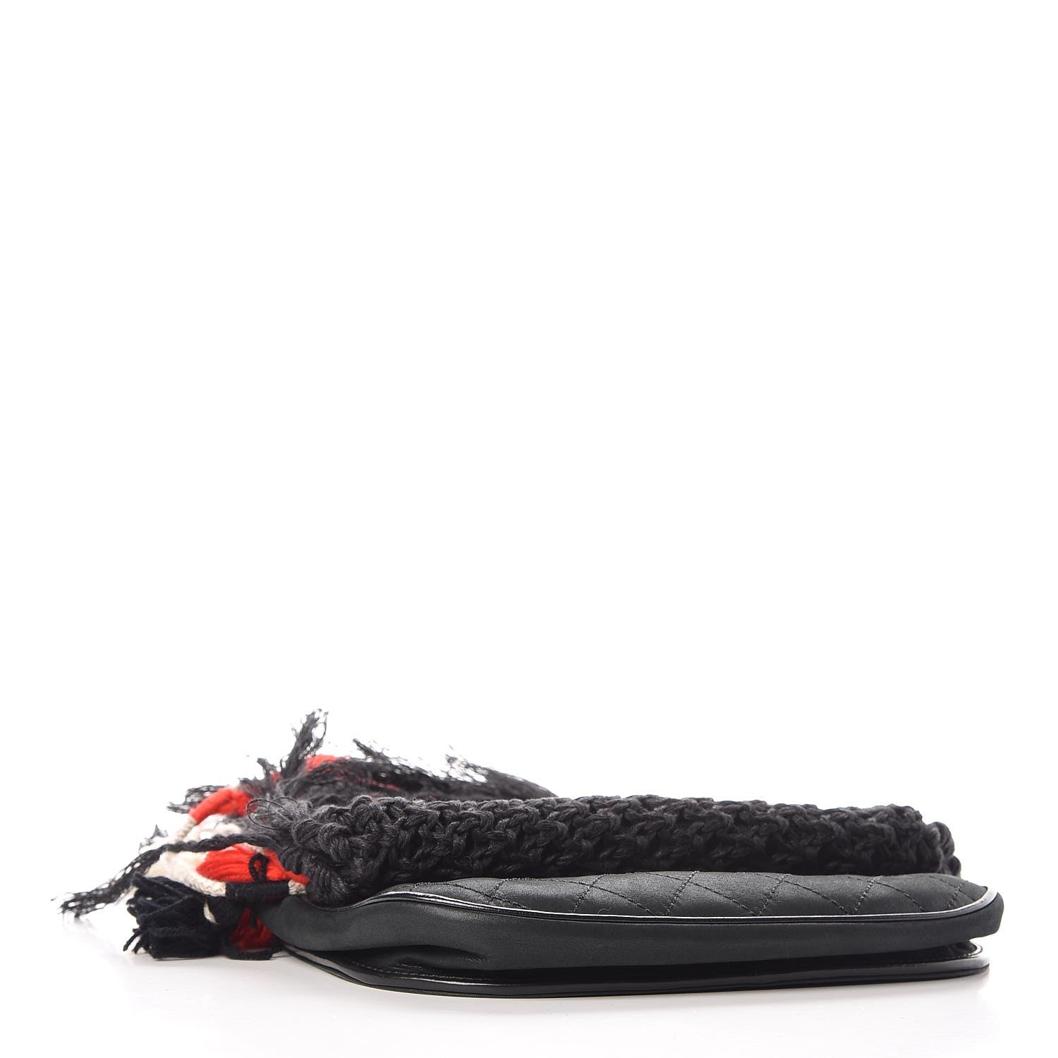 Chanel Crochet Iridescent Calfskin Quilted Fringe Messenger Black 4 of 7