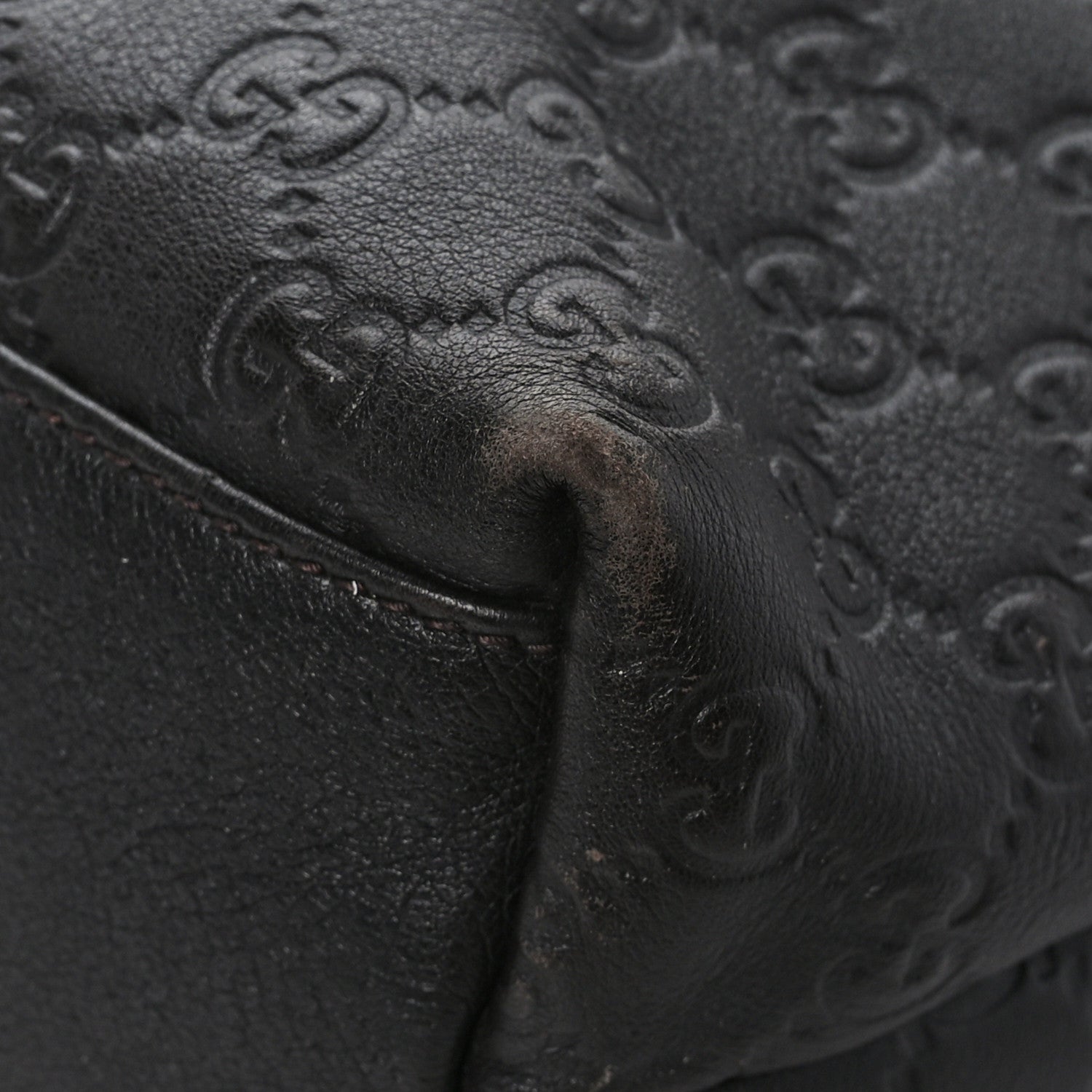 Gucci Guccissima Medium Zippered Shopping Tote Black 10 of 10