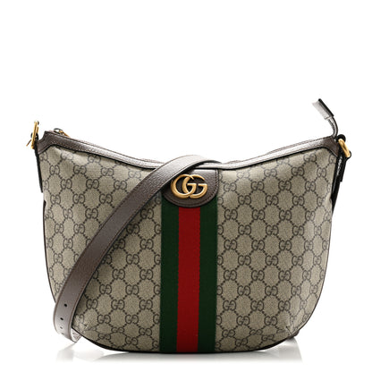 Gucci GG Supreme Monogram Web Small Ophidia Half Moon Hobo Brown 1 of 11