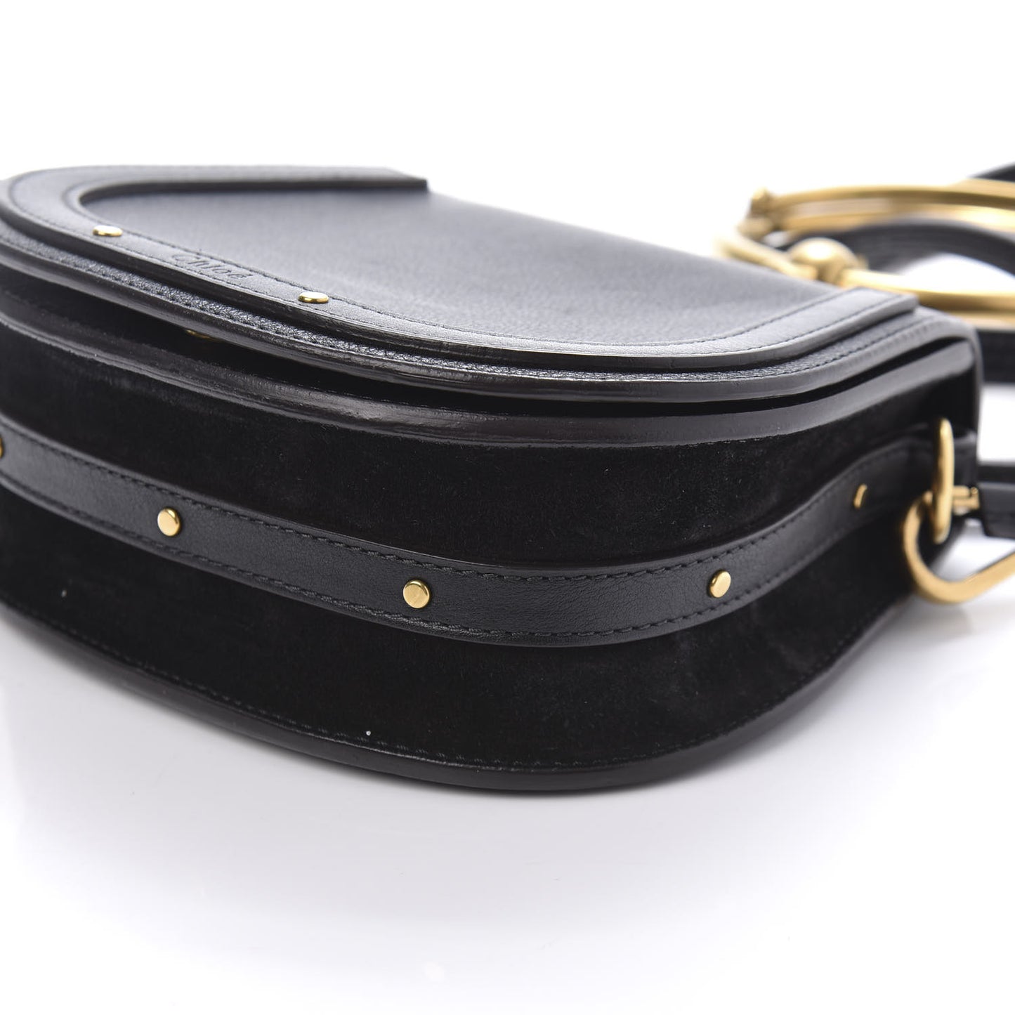 Calfskin Suede Small Nile Bracelet Bag Black
