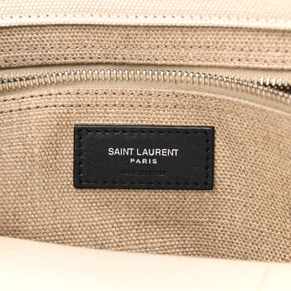 Saint Laurent Linen Calfskin Small Rive Gauche Tote Greggio Natural 6 of 10