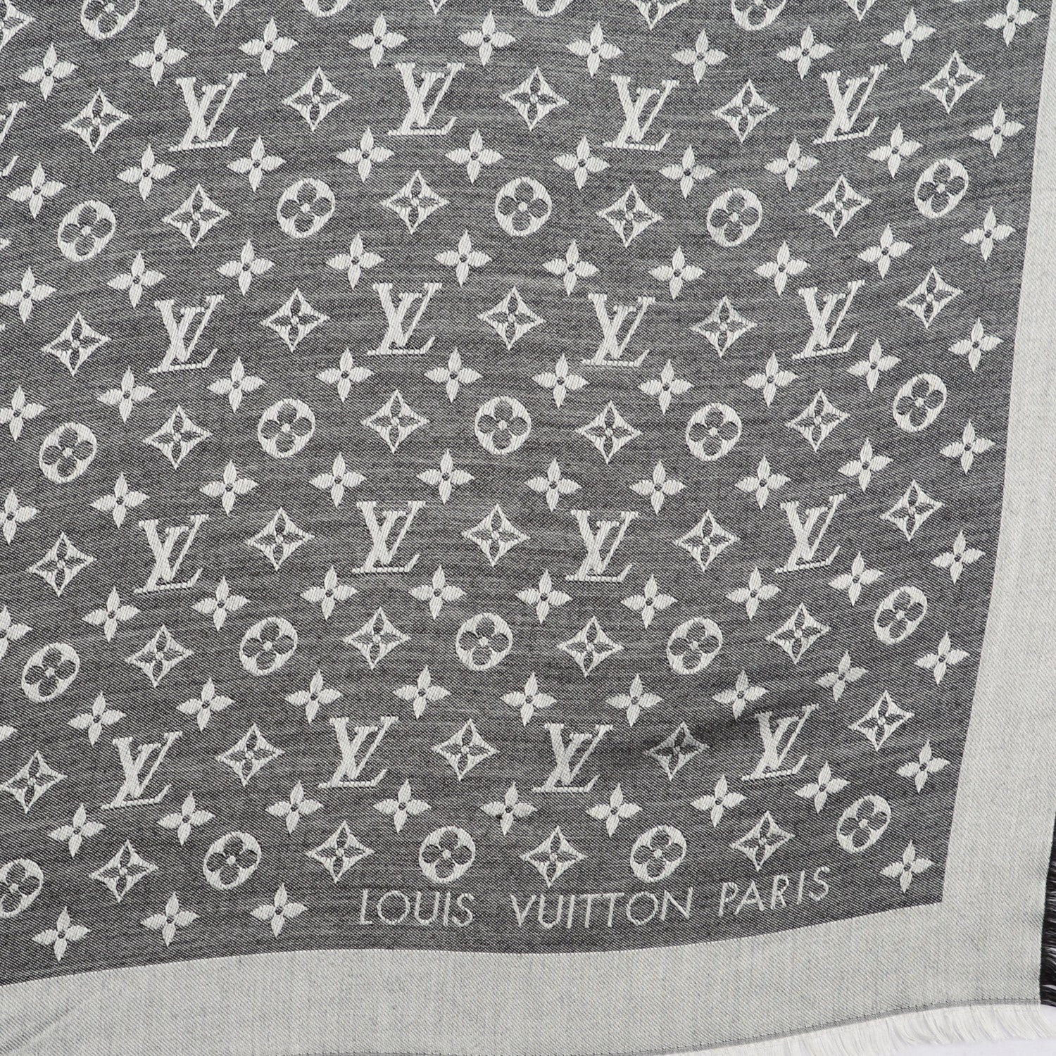 Louis Vuitton Wool Silk Monogram Denim Shawl Black 4 of 6