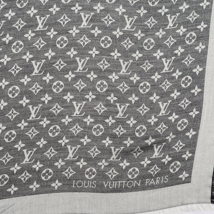 Louis Vuitton Wool Silk Monogram Denim Shawl Black 4 of 6
