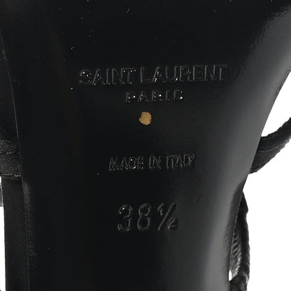 Saint Laurent Crepe Satin Crystal Logo Jerry 110 Ankle Strap Sandals 38.5 Black 8 of 9