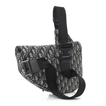 Christian Dior Oblique Mens Maxi Saddle Bag Blue 4 of 10
