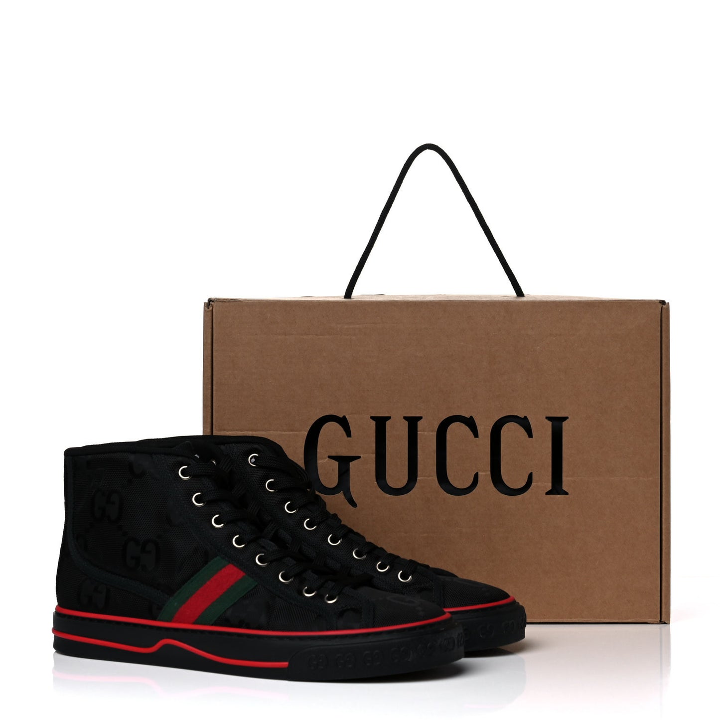 Econyl Nylon Web Monogram Off The Grid Womens 1977 Tennis High Top Sneakers 39.5 Black