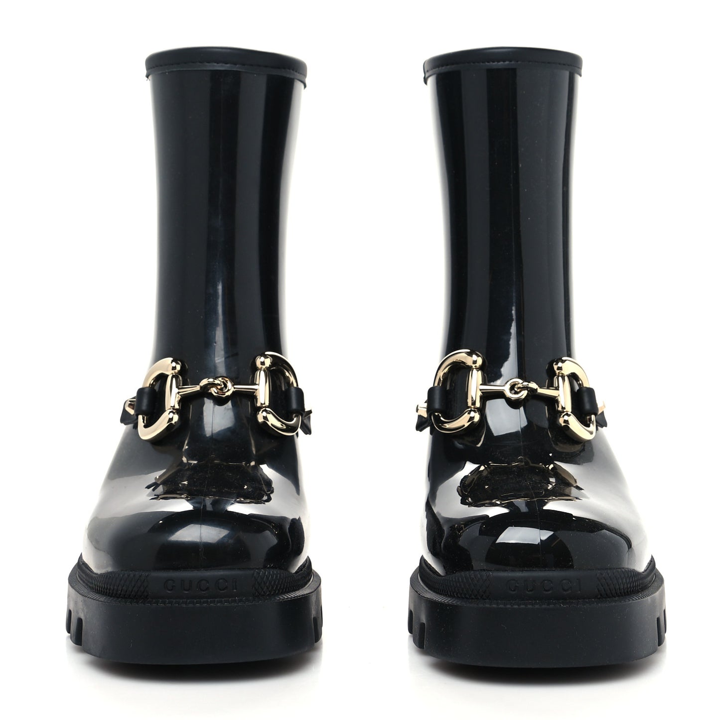 Rubber Womens Horsebit Ankle Boots 36 Black