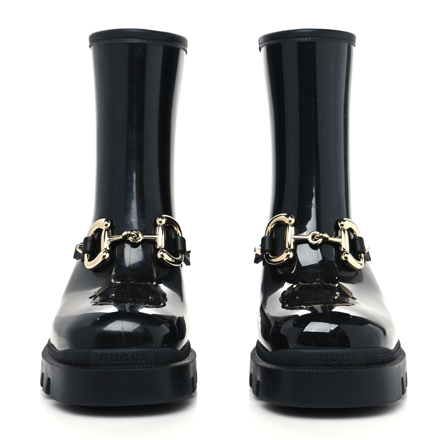 Gucci Rubber Womens Horsebit Ankle Boots 36 Black 2 of 6