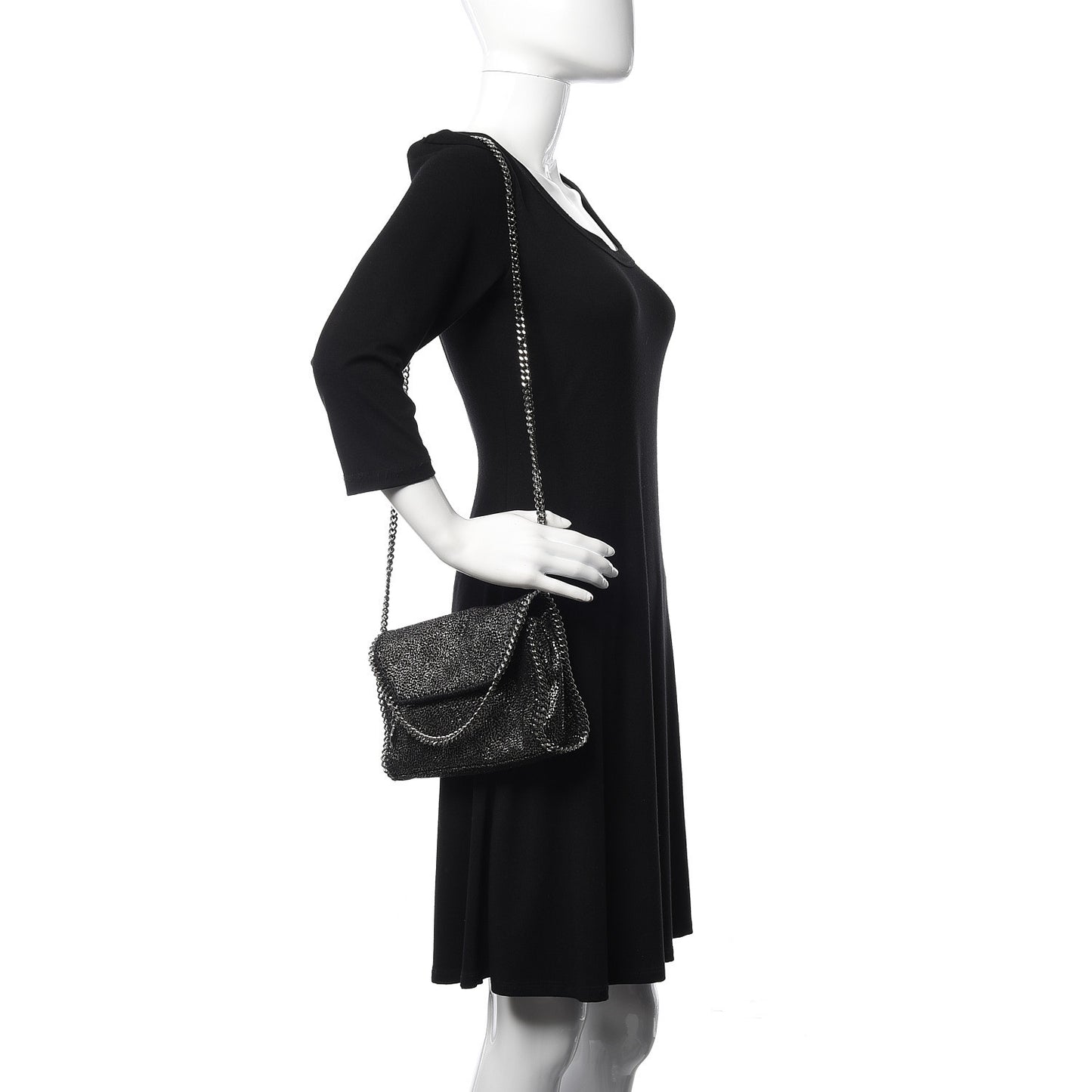 Chamois Shiny Dotted Mini Falabella Crossbody Bag Ruthenium