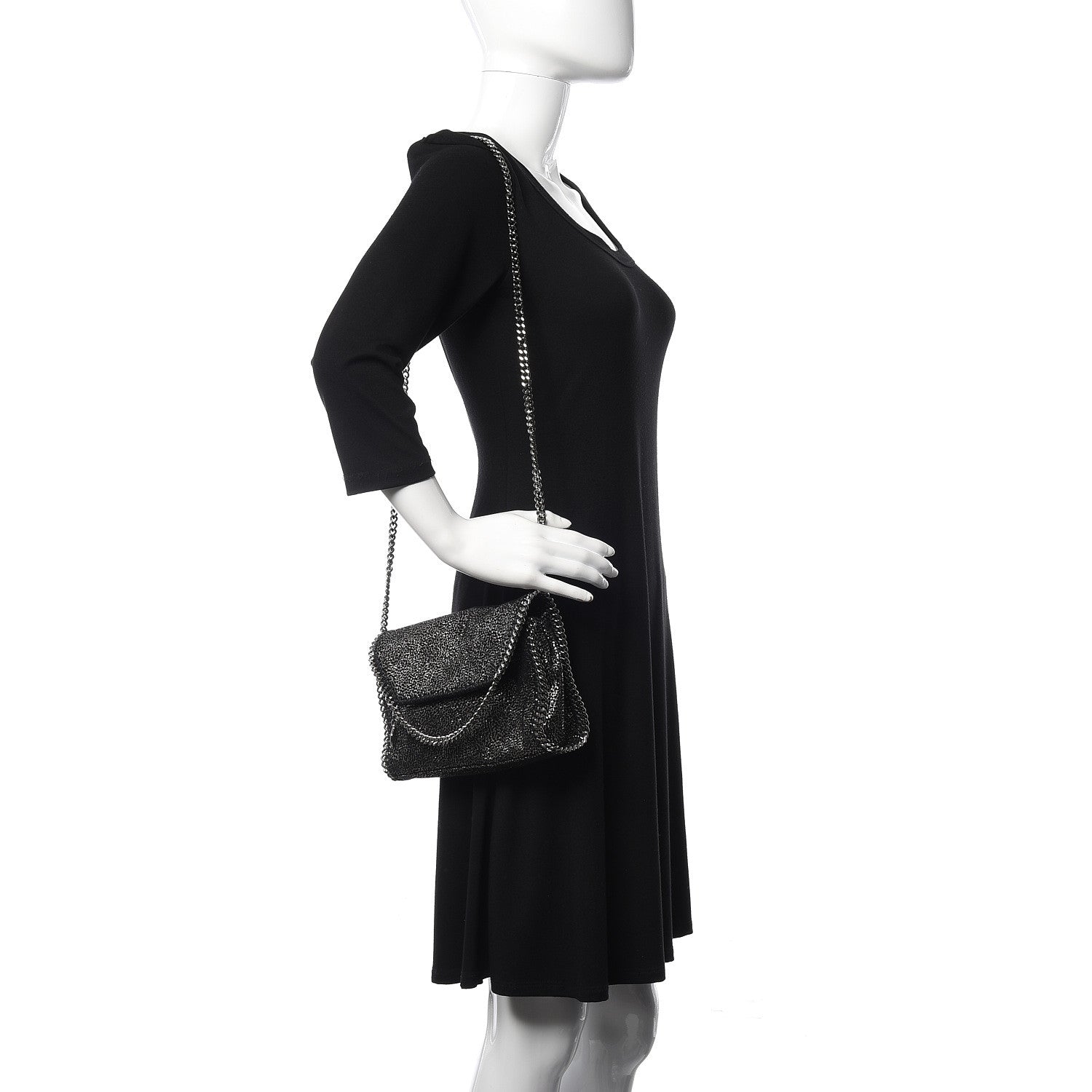 Stella McCartney Chamois Shiny Dotted Mini Falabella Crossbody Bag Ruthenium 2 of 9