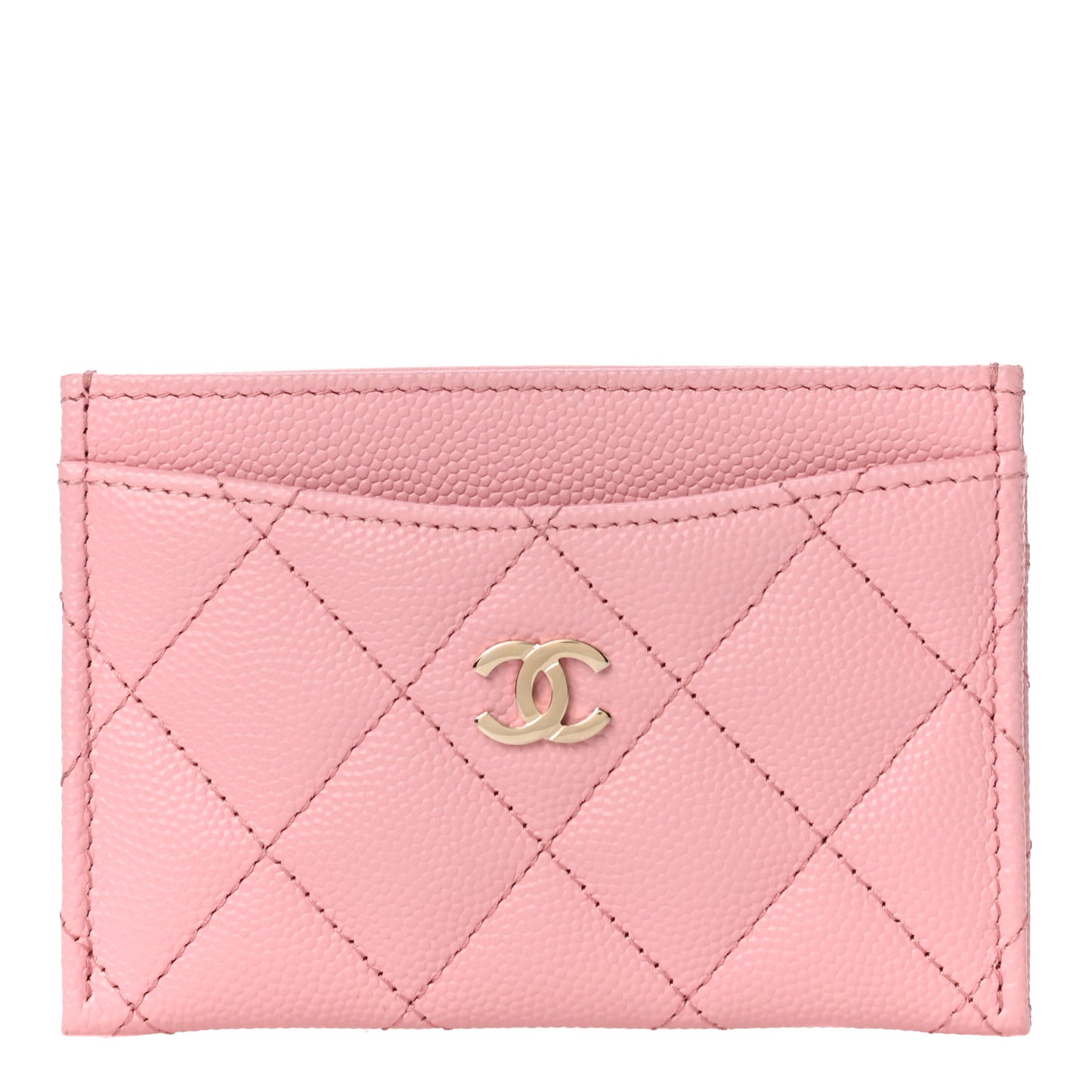 Caviar Quilted Card Holder Pink