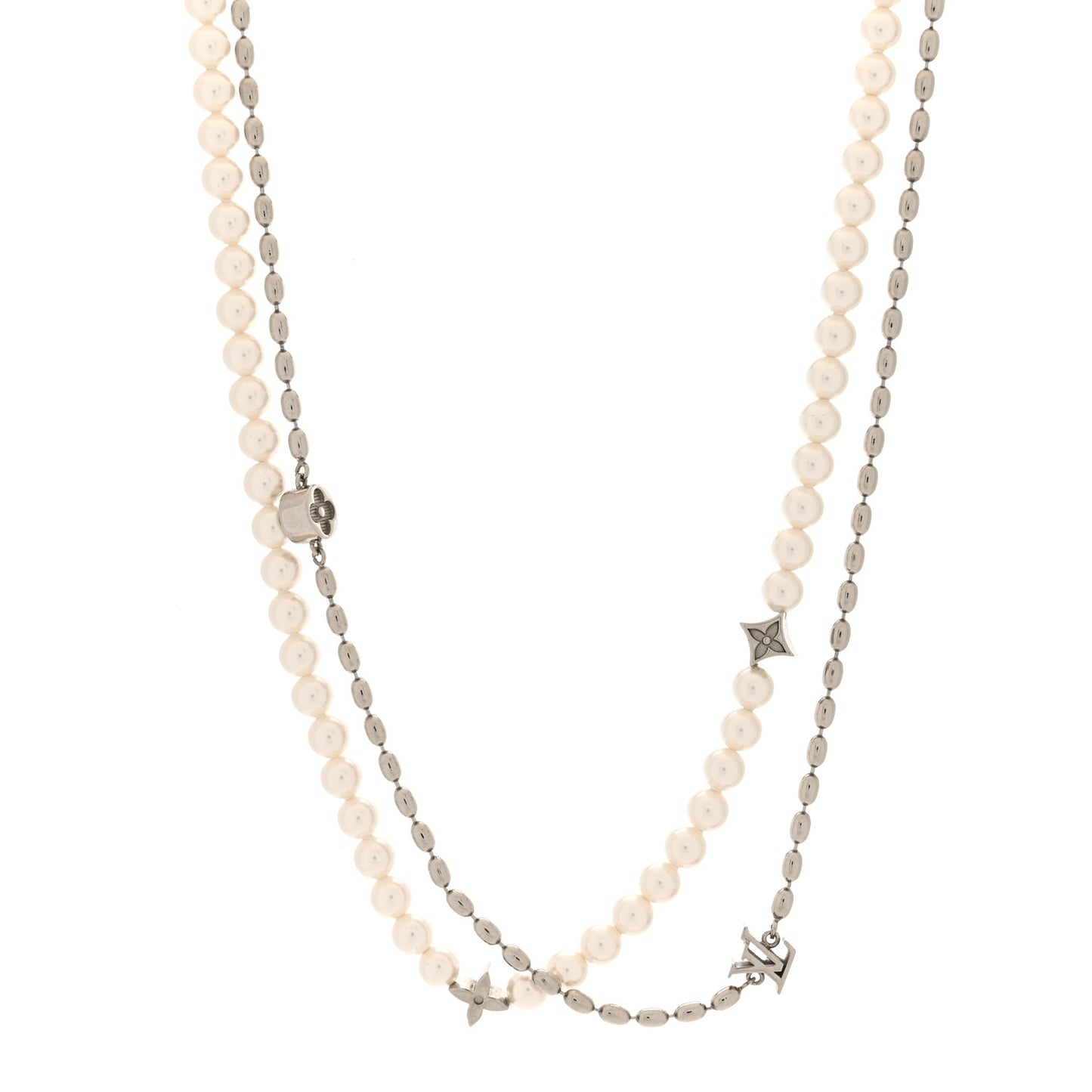 Metal Pearls Fusion Necklace Silver