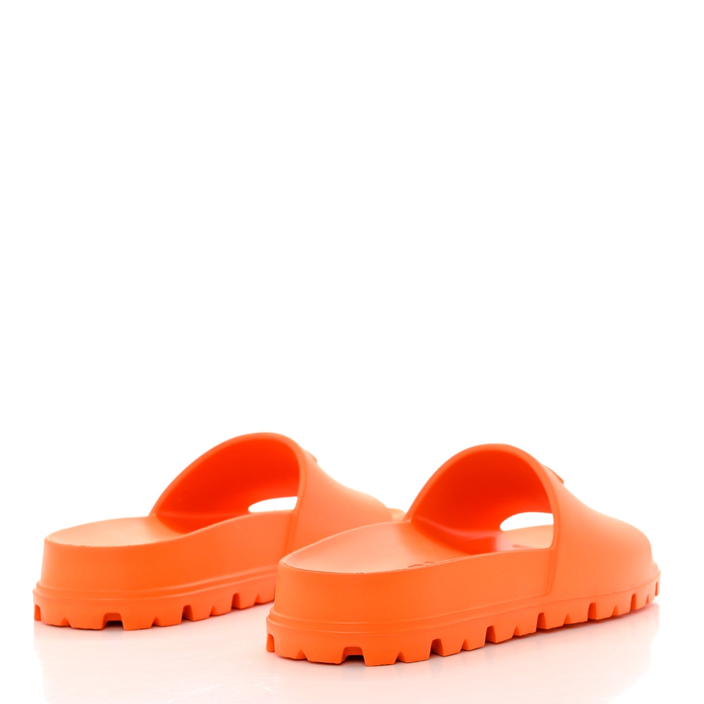 EVA Rubber Triangle Logo Embossed Womens Lug Sole 20mm Slide Sandals 38 Papaya
